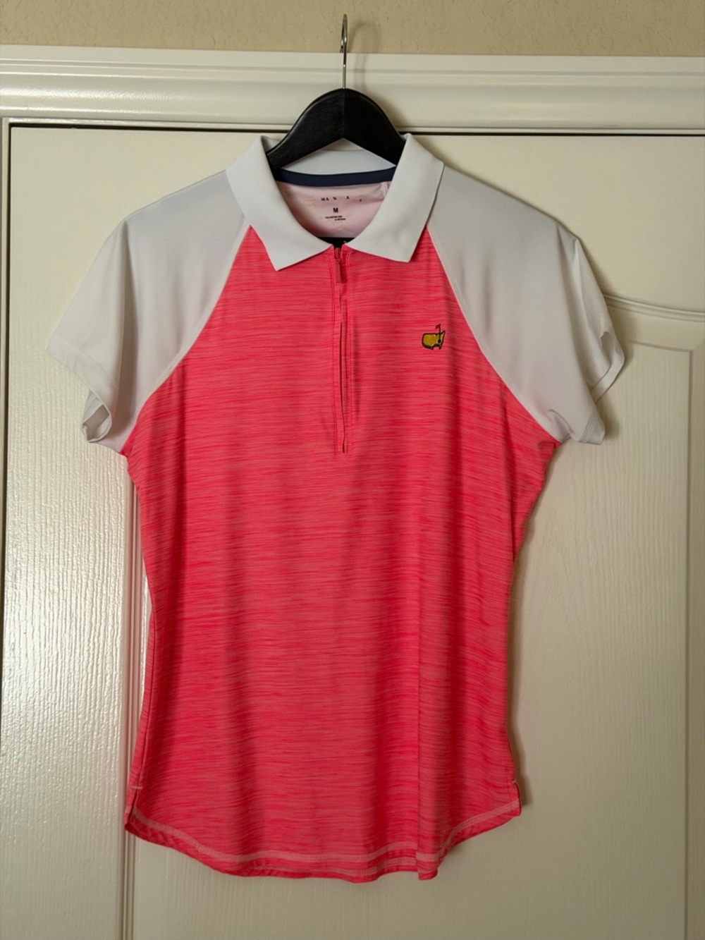 AUTHENTIC MASTERS Neon Pink & White Golf Polo